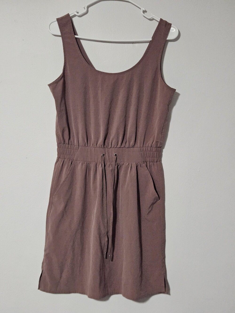 Caila Casual Sleeveless Drawstring Waist Dress in Dusty Mauve Women's Size S